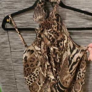 Passport Leopard, High neck backless Halter S. C